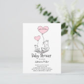 Whimsical Foxes and Balloons Boy Baby shower Uitnodiging Briefkaart (Staand voorkant)