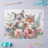 Whimsical Foxes bloemen en groen tissuepapier (Craft)