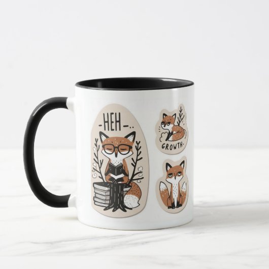 Whimsical Foxes - "Meh Growth" Schattige en speels Mok (Links)