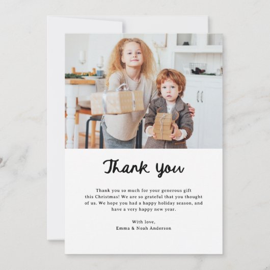 Whimsical Frame and Bow | Photo Christmas Bedankkaart (Achterkant)