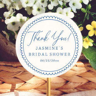 Whimsical Frame Blauwe Trouwfeest Bedankt Favor Ronde Sticker