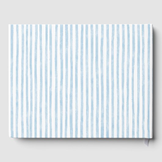 Whimsical Frame Retro Blue Stripes Wedding Gastenboek (Achterkant)