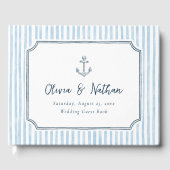 Whimsical Frame Retro Blue Stripes Wedding Gastenboek (Voorkant)