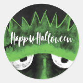 Whimsical Frankenstein Monster Happy Halloween Ronde Sticker (Voorkant)