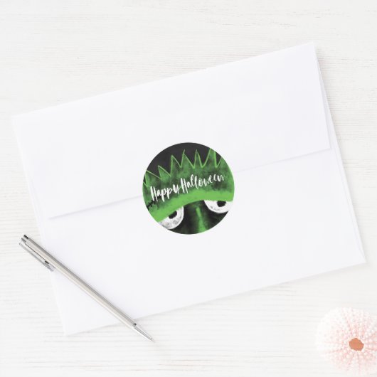 Whimsical Frankenstein Monster Happy Halloween Ronde Sticker (Envelop)