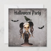 Whimsical Frankie Bride & Crow Damask Halloween Kaart (Voorkant)