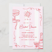 Whimsical Frans Feestelijk Handgetekend Bruidsbad Kaart (Voorkant)