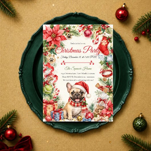 Whimsical Franse Bulldog Kerstfeest Kaart