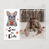 Whimsical Franse Bulldog Save the Date Foto Aankondigingskaart (Voorkant)