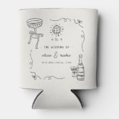 Whimsical Franse Fun Hand getrokken bruiloft gunst Blikjeskoeler (Voorkant)