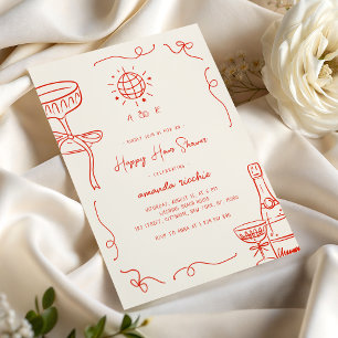 Whimsical Franse Fun Hand getrokken Happy Hour Dou Kaart