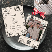 Whimsical Franse Vintage Bloemrijke Handgetekende Save The Date