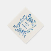 Whimsical French Blue Botanical Crest Wedding Servet (Hoek)