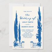Whimsical French Blue Garden Pastoral Wedding  Kaart (Voorkant)