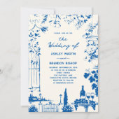 Whimsical French Blue Garden Pastoral Wedding  Kaart (Voorkant)