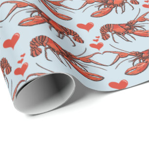Whimsical French Blue You're My Lobster Romantisch Cadeaupapier