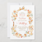 Whimsical French Floral Hand Drawn Fall Wedding Kaart (Voorkant)