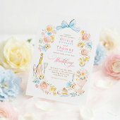 Whimsical French Floral Hand Drawn Wedding Kaart