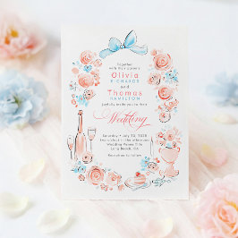 Whimsical French Floral Hand Drawn Wedding Kaart