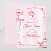 Whimsical French Fun Hand Drawn Bridal Shower Kaart (Voorkant / Achterkant)