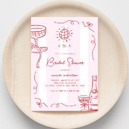 Whimsical French Fun Hand Drawn Bridal Shower Kaart