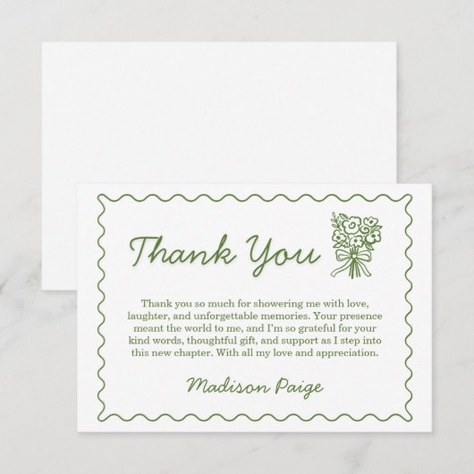 Whimsical Fresh Off de markt Groen Vrijgezellenfee Bedankkaart (Voorkant / Achterkant)