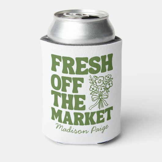 Whimsical Fresh Off de markt Groen Vrijgezellenfee Blikjeskoeler (Blikje Achterkant)