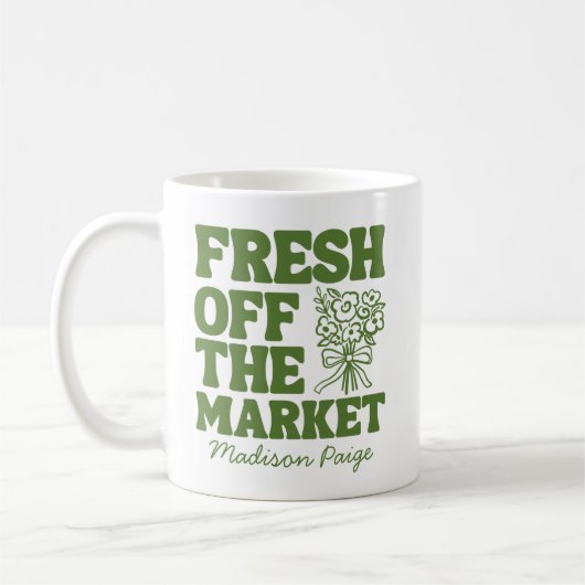 Whimsical Fresh Off de markt Groen Vrijgezellenfee Koffiemok (Links)