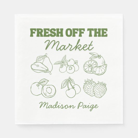 Whimsical Fresh Off de markt Groen Vrijgezellenfee Servet (Voorkant)