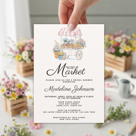 Whimsical Fresh Off The Market Bridal Shower  Kaart