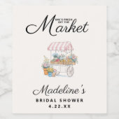 Whimsical Fresh Off The Market Bridal Shower Wijn Etiket (Enkel label)