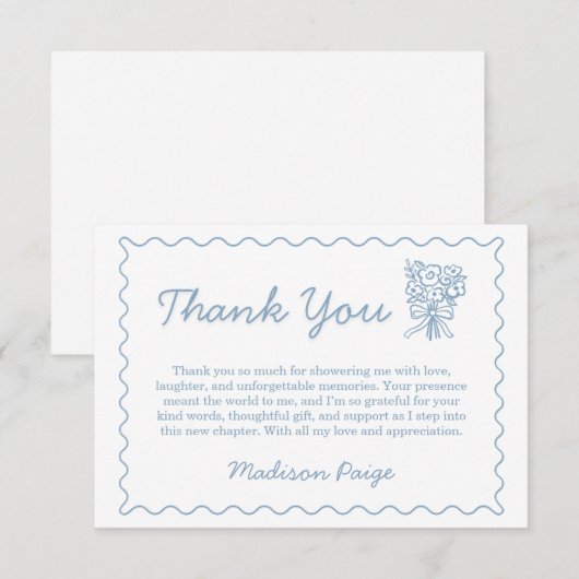 Whimsical Fresh van de markt Blauw Vrijgezellenfee Bedankkaart (Voorkant / Achterkant)