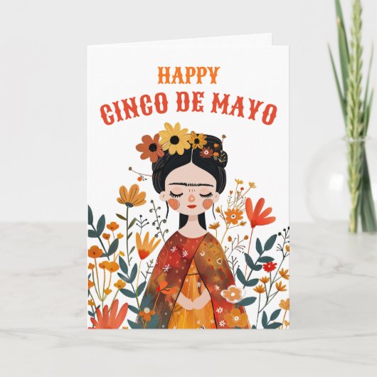 Whimsical Frida Kahlo Happy Cinco de Mayo Feestdagen Kaart (Voorkant)
