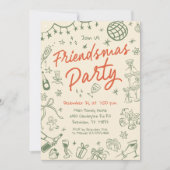 Whimsical Friendsmas Party Uitnodiging, Hand getro Kaart (Voorkant)