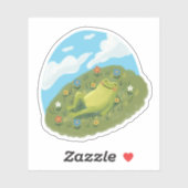 Whimsical Frog Chilling On The Hill Illustration Sticker (Vel)