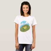 Whimsical Frog Chilling On The Hill Illustration T-shirt (Voorkant volledig)