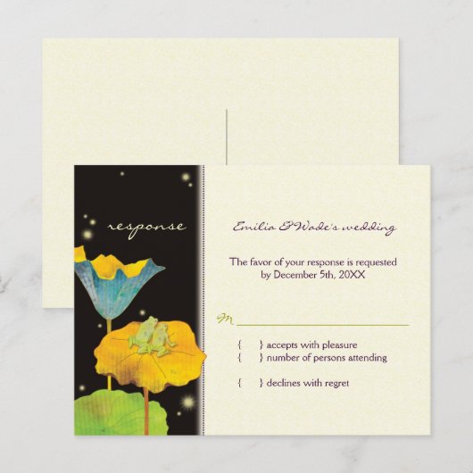 Whimsical Frog Couple Wedding RSVP Uitnodiging Briefkaart (Voorkant / Achterkant)