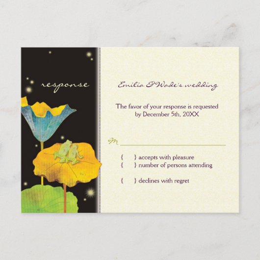 Whimsical Frog Couple Wedding RSVP Uitnodiging Briefkaart (Voorkant)