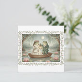 Whimsical Frog Couple Wedding Thank You Card Bedankkaart (Staand voorkant)