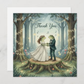 Whimsical Frog Couple Wedding Thank You Card Bedankkaart (Voorkant / Achterkant)