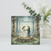 Whimsical Frog Couple Wedding Thank You Card Bedankkaart (Staand voorkant)