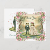 Whimsical Frog Couple Wedding Thank You Card Bedankkaart (Voorkant / Achterkant)