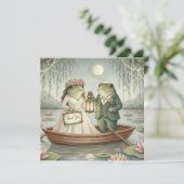 Whimsical Frog Couple Wedding Thank You Card Bedankkaart (Staand voorkant)