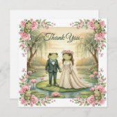 Whimsical Frog Couple Wedding Thank You Card Bedankkaart (Voorkant / Achterkant)