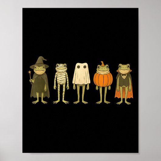 Whimsical Frog Halloween Wizard Mummy Funny Frog M Poster (Voorkant)