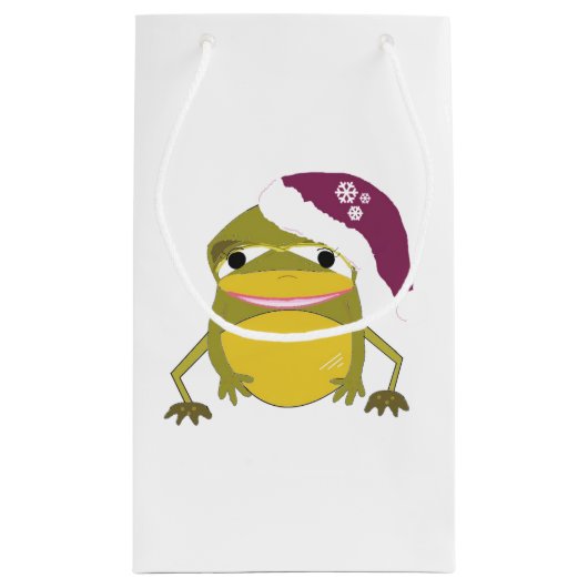 Whimsical Frog in een Santa Hat Klein Cadeauzakje (Achterkant)