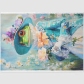 Whimsical Frog in Floral Pet Decoupage Tissuepapier (Voorkant)