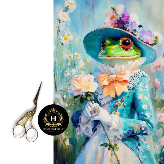Whimsical Frog in Floral Pet Decoupage Tissuepapier