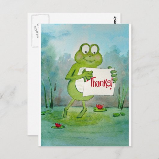 Whimsical Frog met Bedankt Bedankt Teken Grappig Briefkaart (Voorkant / Achterkant)