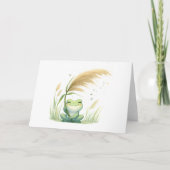 Whimsical Frog met Pampas Grass Blank Groet Kaart (Voorkant)